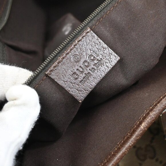 GUCCI Logo Sherry GG Pattern 2set Hand Bag Canvas Leather Brown Italy 32AA107 - Picture 7 of 8